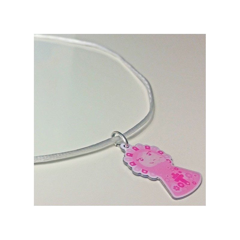 Collar rosa acero inoxidable con cierre